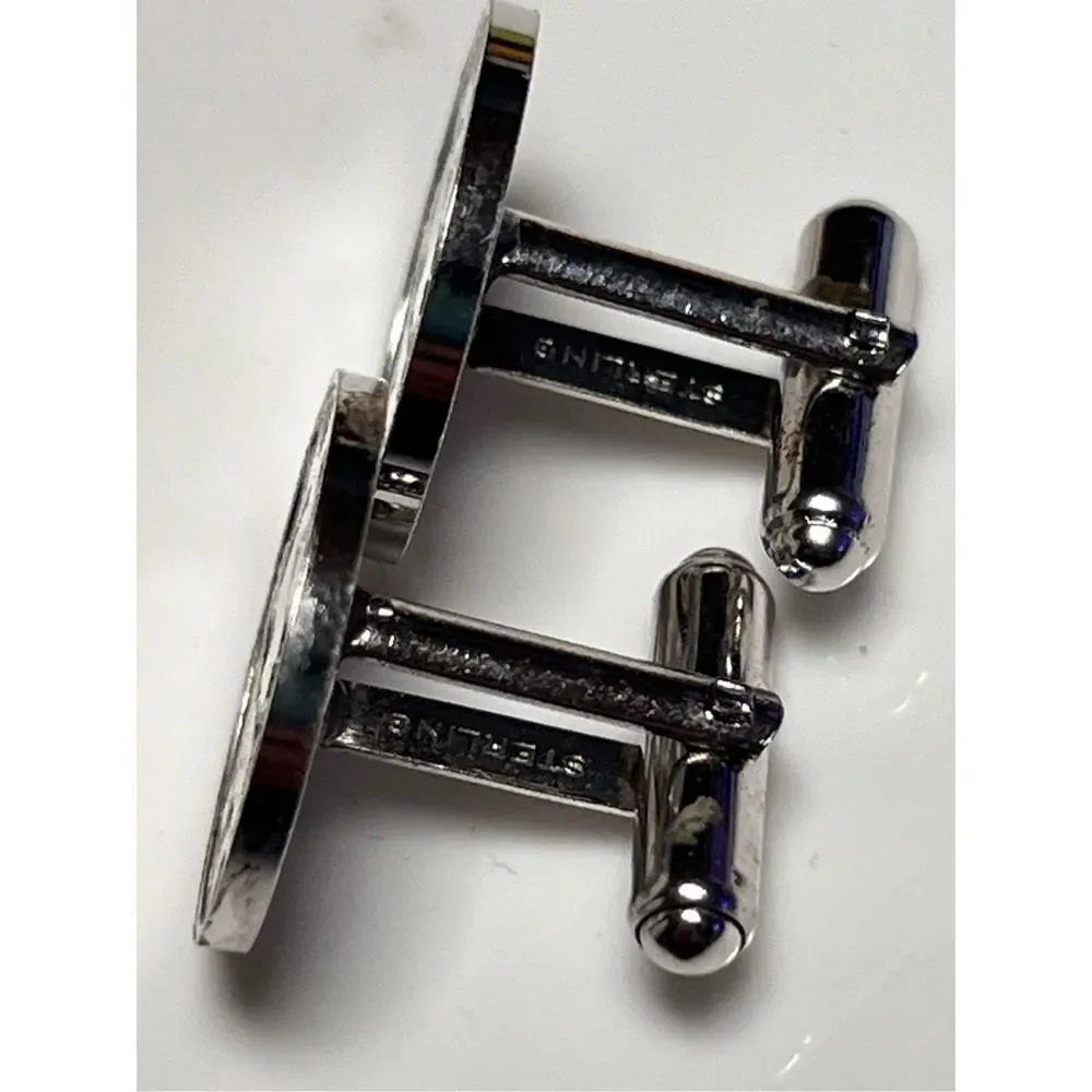 Vintage Sagittarius Sterling Silver Round Circle Cuff Links December Birthday